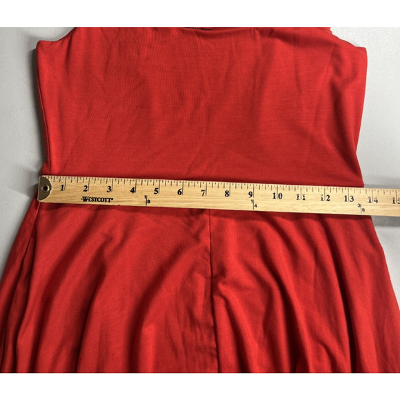American Giant Flex Dress Medium Red Midi Stretch Knit Sleeveless Square Neck - Picture 8 of 12